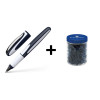 Lot stylo roller rechargeable Ray + Pot de 100 cartouches bleu - Schneider | Surdiscount