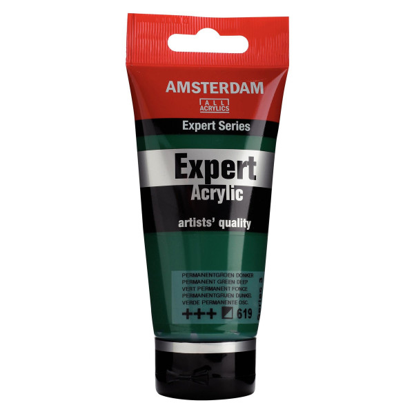 photo-Tube de peinture acrylique - Vert permanent foncé 619 - Expert Acrylic - Amsterdam