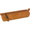 photo-Trousse scolaire - Ronde - Marron - Imitation daim - 20 x 4,5 cm - Brunnen