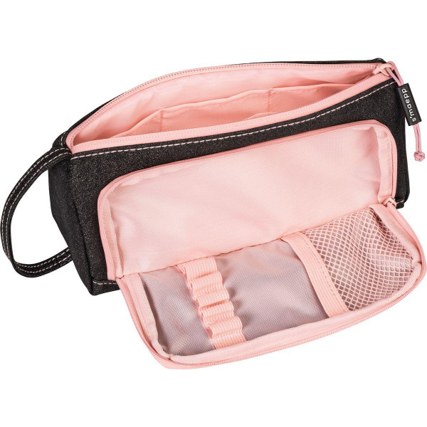 Grande trousse scolaire - Avec compartiments - Noir paillettes - Motifs jungle - Brunnen