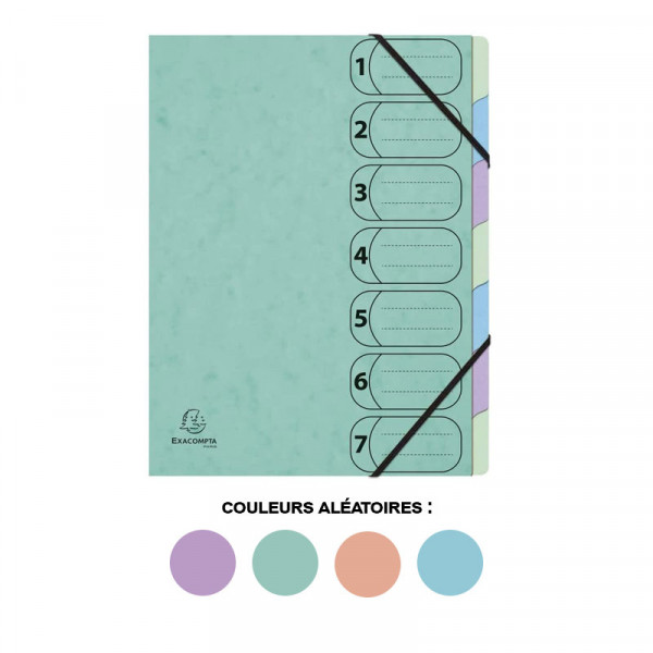 Trieur - 7 touches - A4 - Carton - Couleurs pastel assorties - Harmonika - Exacompta