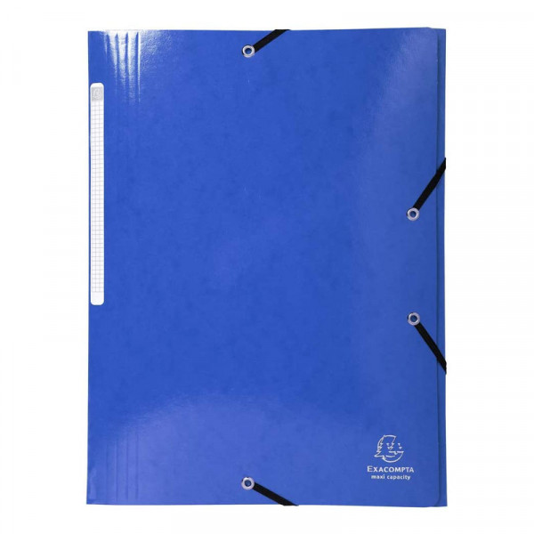 photo-Chemise à élastique 3 rabats - A4 - Bleu - Carte lustrée - Iderama - Exacompta