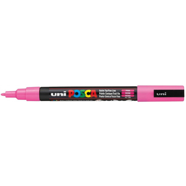 Pochette de 8 marqueurs - Posca - PC3M - Pointe fine conique - Tous supports