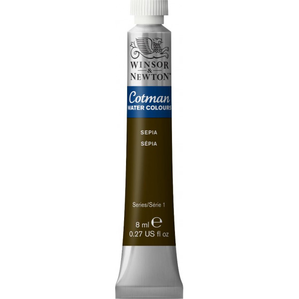 photo-Tube de peinture aquarelle fine - Sépia - Cotman - Winsor & Newton - 8ml