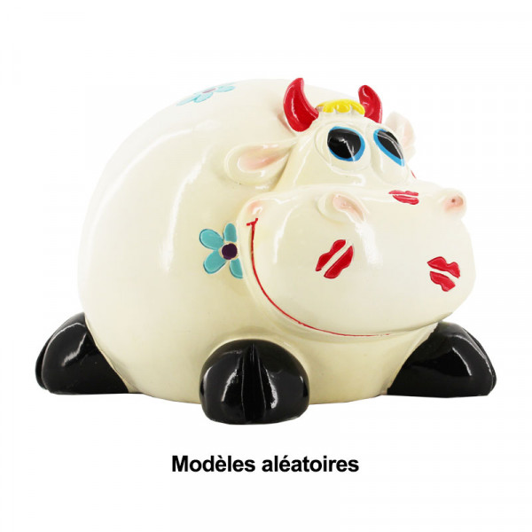photo-Tirelire pour enfant - Animaux colorés - Vache - Cochon - Girafe - Hippopotame
