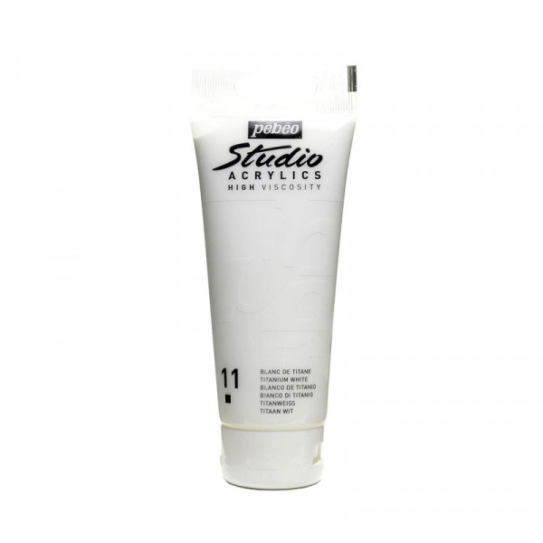 photo-Tube de peinture acrylique - Blanc de titane - Pébéo - Studio - 100 ml