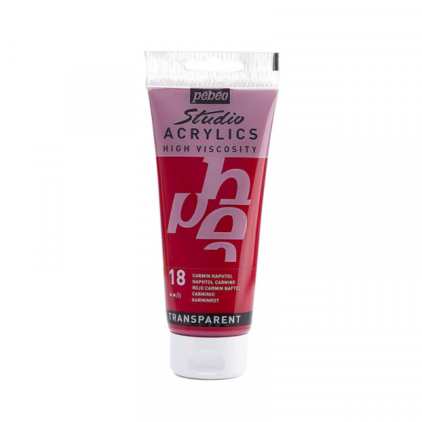 photo-Tube de peinture acrylique - Carmin naphtol - Pébéo - Studio - 100 ml