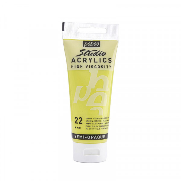 photo-Tube de peinture acrylique - Jaune cadmium citron - Pébéo - Studio - 100 ml