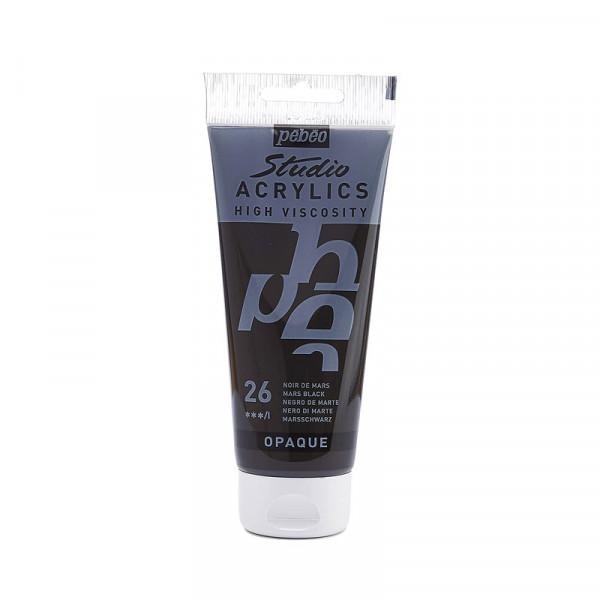 photo-Tube de peinture acrylique - Noir de Mars - Pébéo - Studio - 100 ml