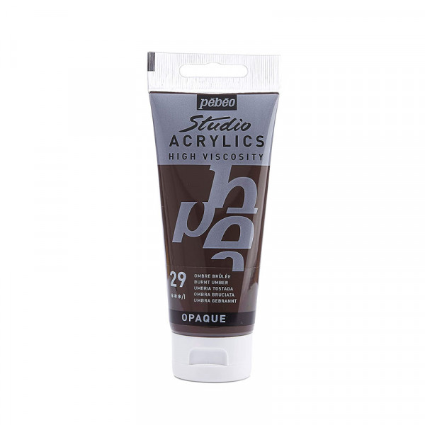 photo-Tube de peinture acrylique - Ombre brûlée - Pébéo - Studio - 100 ml