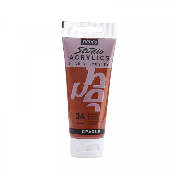 photo-Tube de peinture acrylique -  Ocre rouge - Pébéo - Studio - 100 ml
