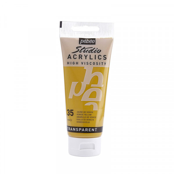 photo-Tube de peinture acrylique - Jaune de Venise - Pébéo - Studio - 100 ml