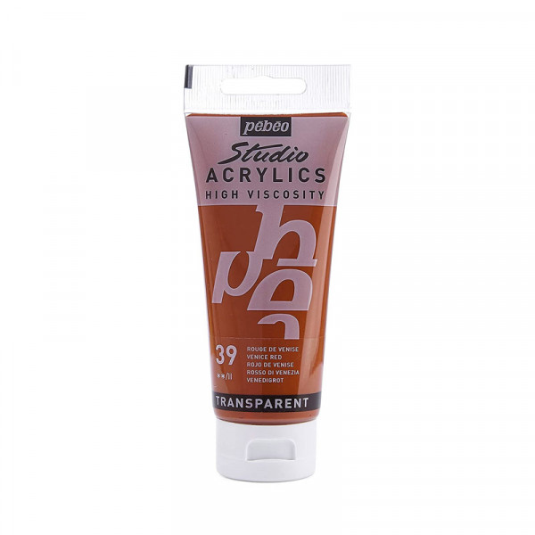 photo-Tube de peinture acrylique - Rouge de Venise - Pébéo - Studio - 100 ml