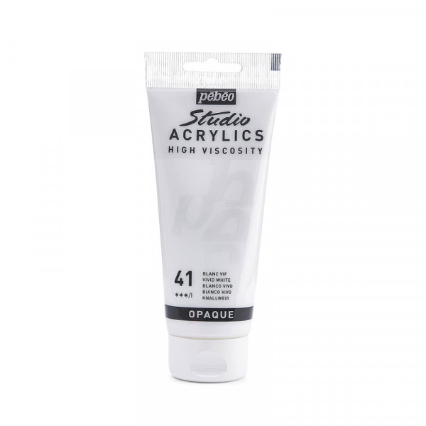 photo-Tube de peinture acrylique - Blanc vif - Pébéo - Studio - 100 ml