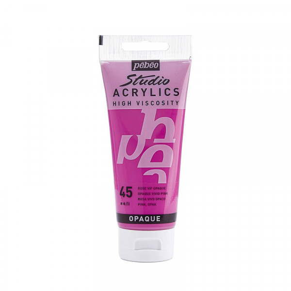 photo-Tube de peinture acrylique - Rose vif opaque - Pébéo - Studio - 100 ml