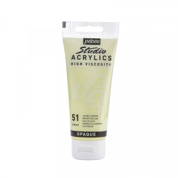 photo-Tube de peinture acrylique - Jaune lumière - Pébéo - Studio - 100 ml
