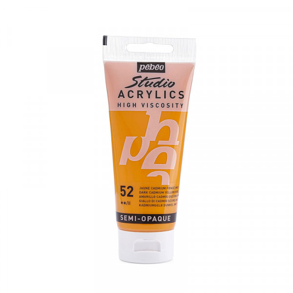photo-Tube de peinture acrylique - Jaune cadmium foncé - Pébéo - Studio - 100 ml