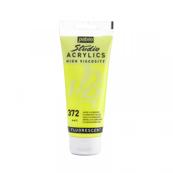 photo-Tube de peinture acrylique - Fluo - Jaune - Pébéo - Studio - 100 ml