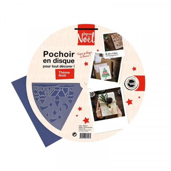 photo-Pochoir - Noël - Etoiles de noël - Rond - 25 cm - CTOP