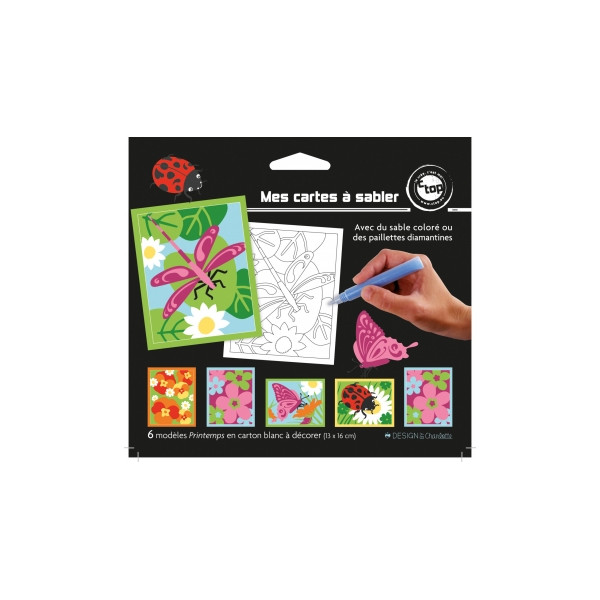 photo-6 cartes sable paillette - Fleurs de printemps - Activités pour enfant