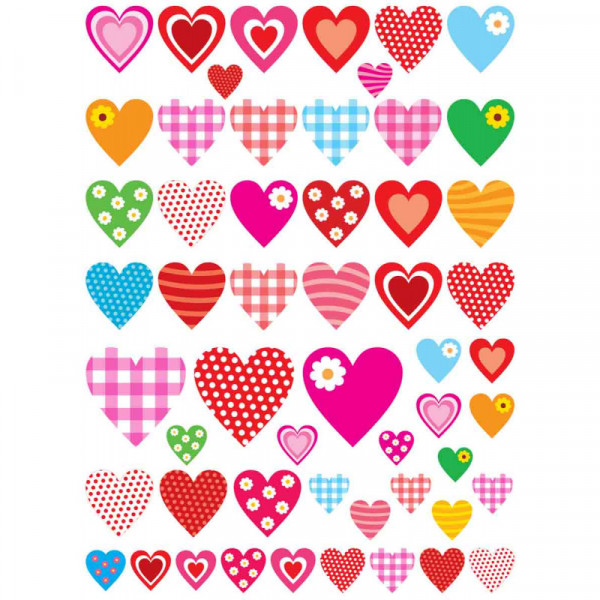 photo-Gommettes pour enfant - Assortiment cœurs  - 2 planches - 108 pièces