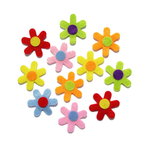 photo-Fleurs en feutrine - Adhésive - Autocollante - Assortiment couleur - CTOP