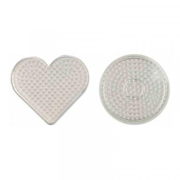 photo-Plaque pour perles à repasser - Rond - Cœur - 2 pièces