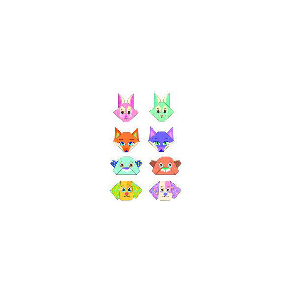 Papier pour origami - Carnet de 16 feuilles - 15 x 15 cm - Animaux mignons