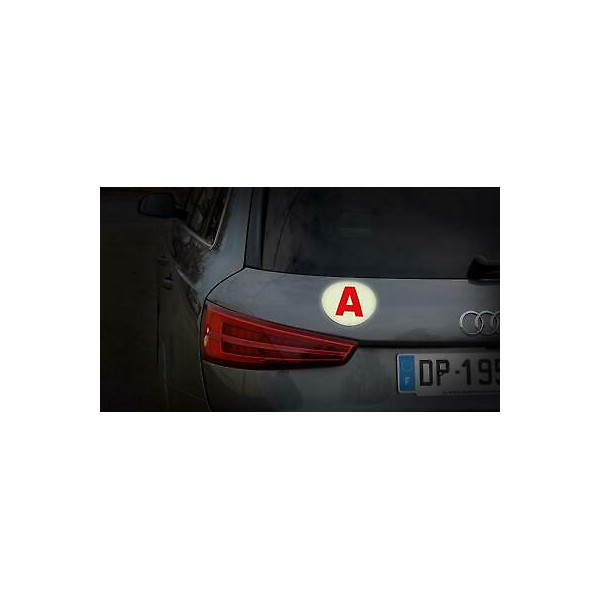 Disque A  - Jeune conducteur - Autocollant - Diamètre 15 cm - Visible de nuit