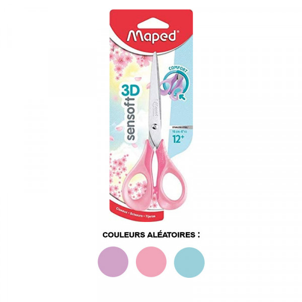 Ciseaux scolaires - Ergonomique - 16 cm - Sensoft Pastel - Maped