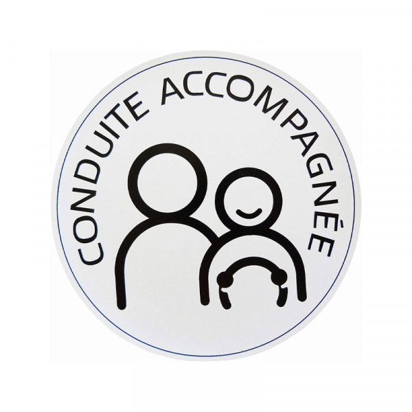 photo-Conduite accompagnée - Se colle au pare-brise - Electrostatique - 15cm diamètre