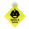 photo-Sticker - Bébé à bord - Jaune réfléchissant - A fixer sur pare-brise avec ventouse
