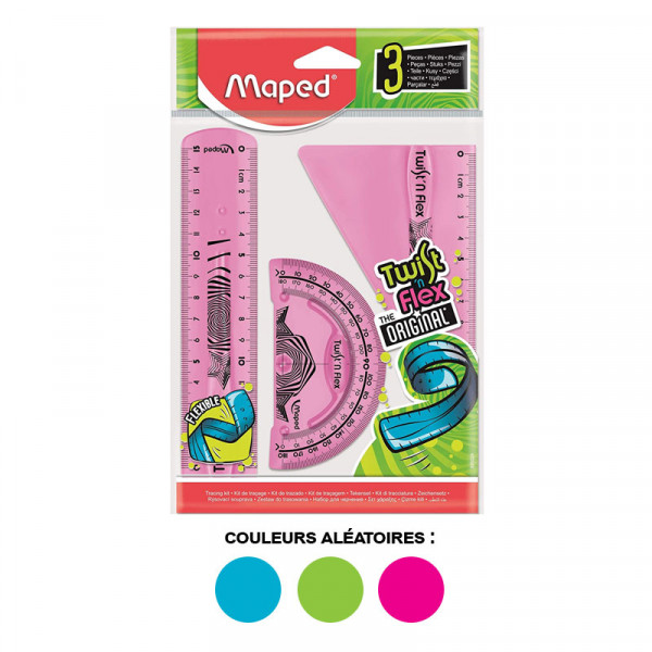 Mini set de traçage - Règle - Rapporteur - Equerre - Incassable - Maped