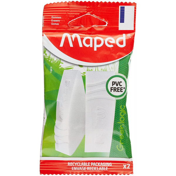 2 gommes - Blanche - Plastique - Greenlogic - Maped