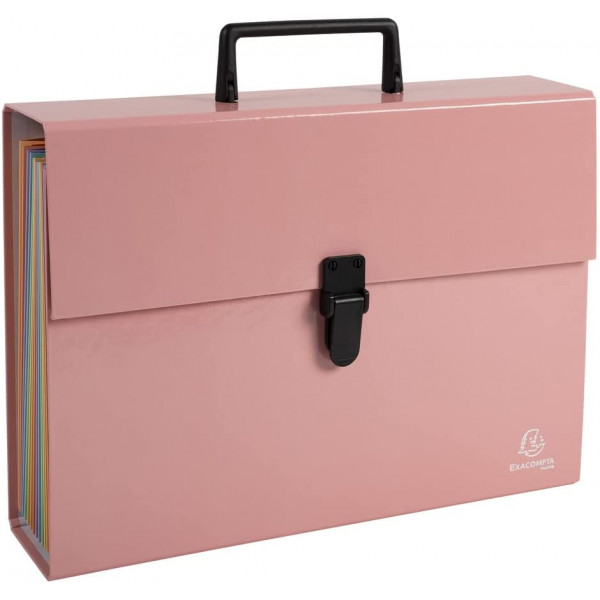 Valisette - Trieur - 18 compartiments - 32 x 24 cm - A4 - Rose corail - Exacompta