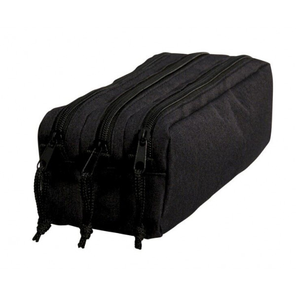 Trousse - Scolaire - Noir - Rectangulaire - 3 compartiments - School