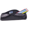 Trousse - Scolaire - Noir - Rond - Cuir lisse - 21x6 cm - Oxford
