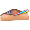 Trousse - Scolaire - Marron caramel - Rond - Cuir - 21x6 cm - Oxford