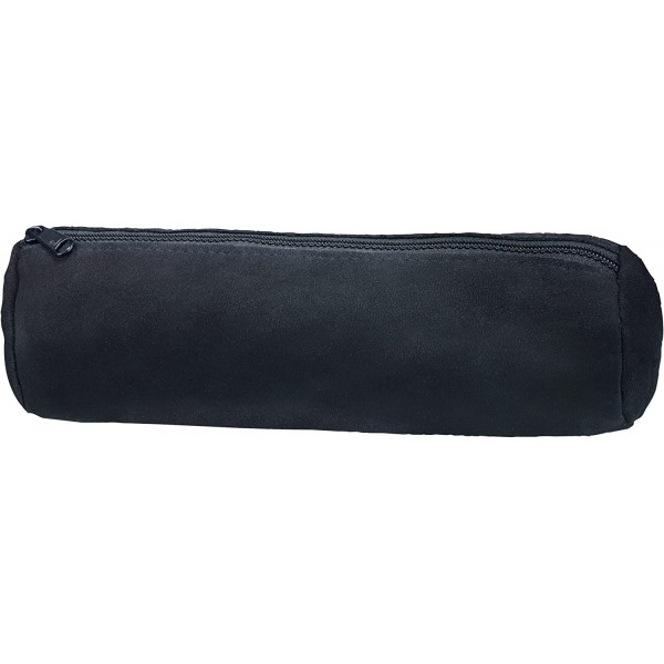photo-Trousse - Scolaire - Noir - Rond - Cuir nubuck - 21x6 cm - Oxford