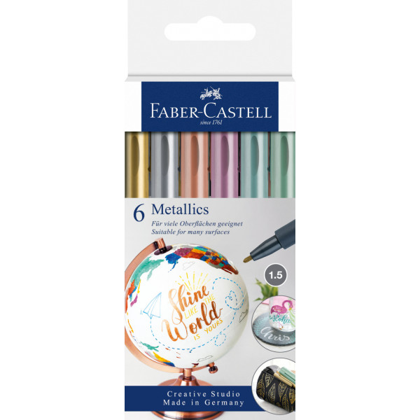 photo-6 marqueurs couleurs métallisées multi-supports Faber-Castell