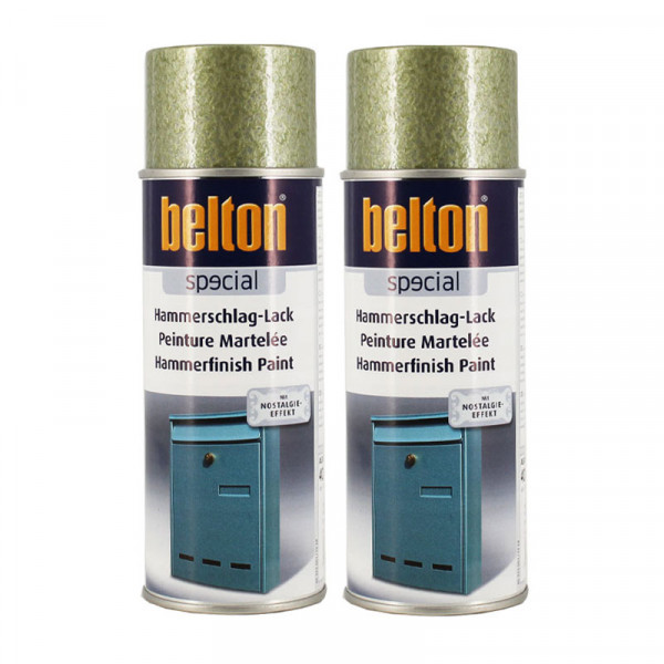 Lot de 2 bombes de peinture - Vert martelé - Belton - 400 ml