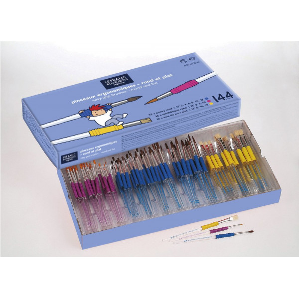 photo-Coffret de 144 pinceaux - Ronds - Brosses - Poils naturels - Ergonomique - Lefranc Bourgeois