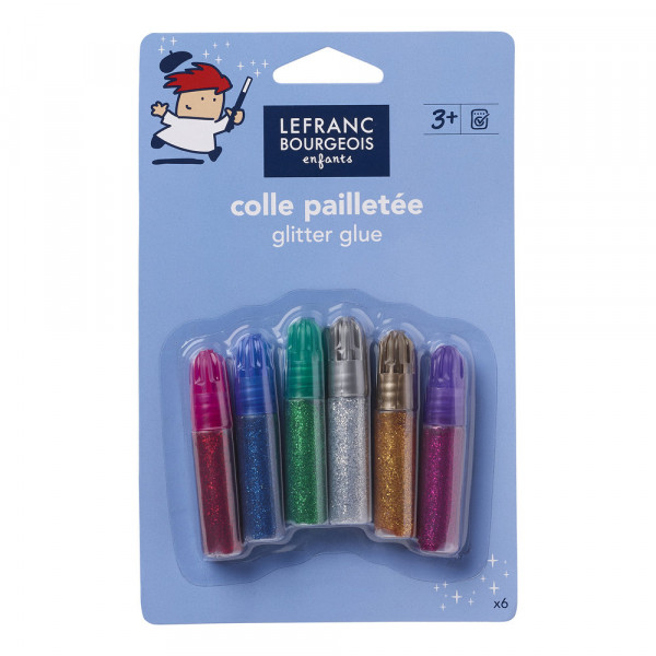 photo-6 crayons de colle pailletée - Assortiment couleur - Lefranc Bourgeois