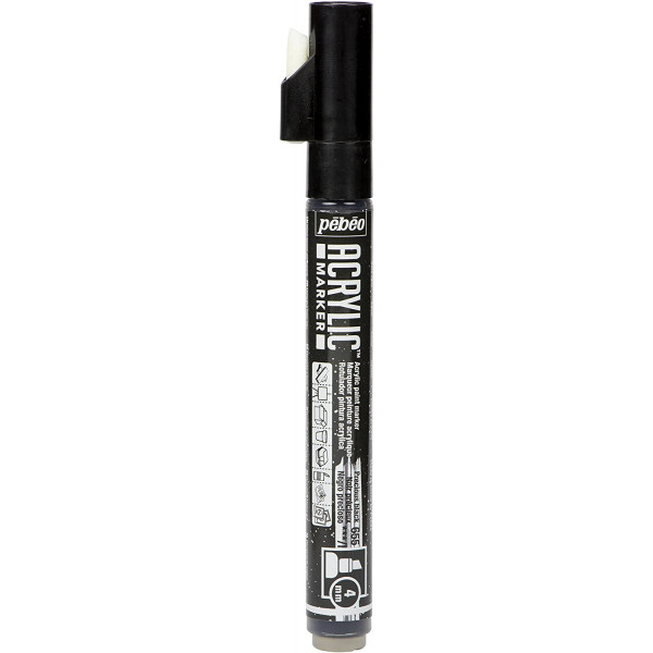 photo-Feutre - Marqueur - Acrylic Marker - Pébéo - Noir précieux - 4mm - Pointe biseautée