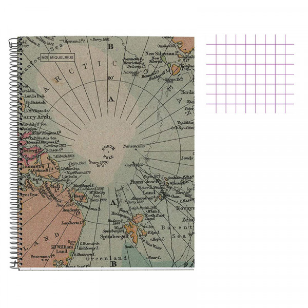 Cahier - A4 21x29,7(cm) - Petits carreaux - 80 pages - couverture en carton - à spirale - carte | Surdiscount