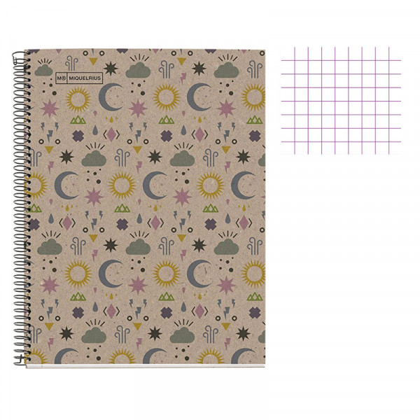 Cahier - A4 21x29,7(cm) - Petits carreaux - 80 pages - couverture en carton - à spirale - Miquelrius | Surdiscount