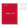 Cahier - A4 (21x29,7cm) - Grands carreaux - 160 pages - couverture en polypro rouge - à spirale - Notebook Miquelrius