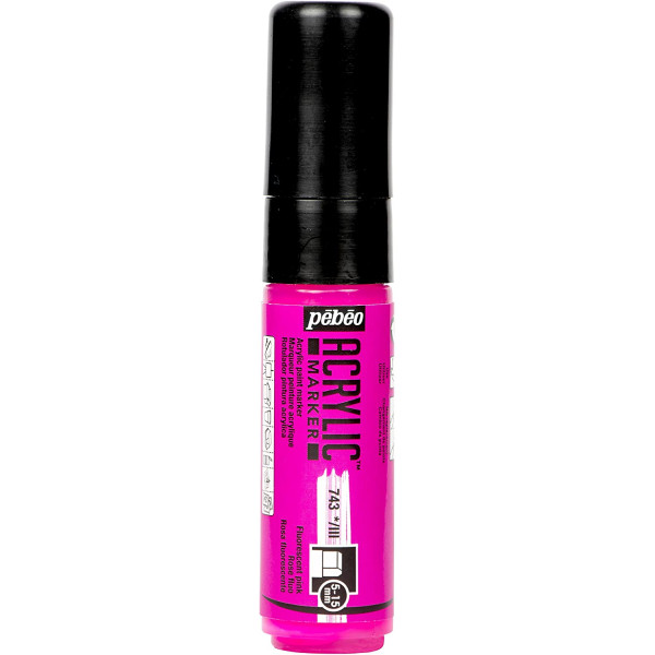photo-Feutre - Marqueur - Acrylic Marker - Pébéo - Rose fluo - 5 à 15mm - Pointe large