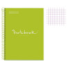 Cahier - A4 (21x29,7cm) - Petits carreaux - 240 pages - couverture en carton vert clair - à spirale - Notebook Miquelrius