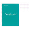 Cahier - A4 (21x29,7cm) - Petits carreaux - 240 pages - couverture en carton turquoise - à spirale - Notebook Miquelrius